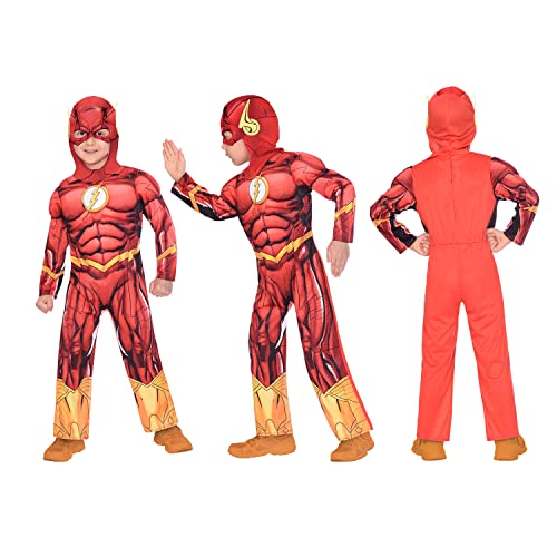 amscan- The Flash Disfraz Sostenible-Edad, Color rosso, medium 6-8 años (9906079EU)