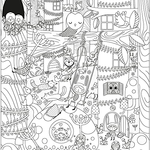 APLI Kids 16469, Póster gigante infantil en rollo para colorear, Bosque Mágico, Medida 96,5 x 180 cm