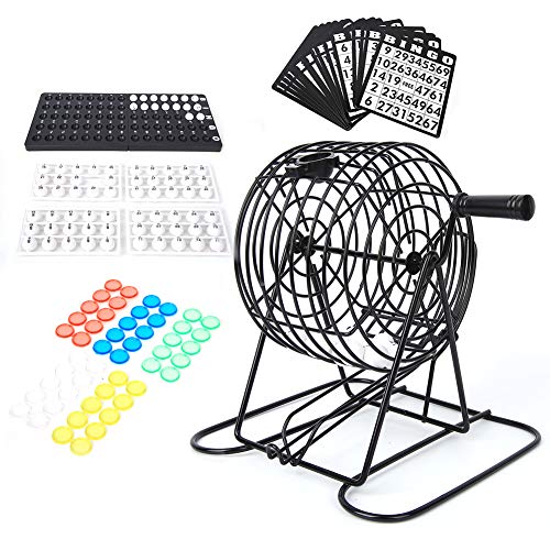 Aramox Juego de Bingo para Fiestas, Juego de Bingo, máquina de lotería Resistente y Duradera, Juego de Vino Tradicional para Fiestas, Hierro + plástico para Entretenimiento en Grupo, Bar, Fiesta,