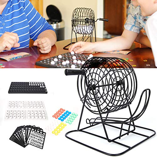 Aramox Juego de Bingo para Fiestas, Juego de Bingo, máquina de lotería Resistente y Duradera, Juego de Vino Tradicional para Fiestas, Hierro + plástico para Entretenimiento en Grupo, Bar, Fiesta,