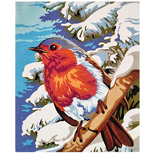 Arenart | 1 Lámina Pájaro de Invierno 38x46cm | para Pintar con Arenas de Colores | Manualidades para Adultos y Jóvenes | Dibujo Fácil | Pintar por números | +9 años