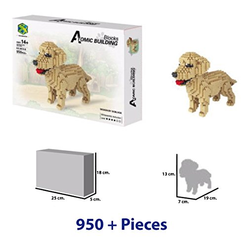 Atomic Building Figura para armar con nanobloques. 950 Piezas. Perro Labrador Dorado (Golden Retriever).