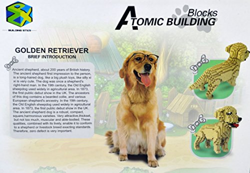 Atomic Building Figura para armar con nanobloques. 950 Piezas. Perro Labrador Dorado (Golden Retriever).