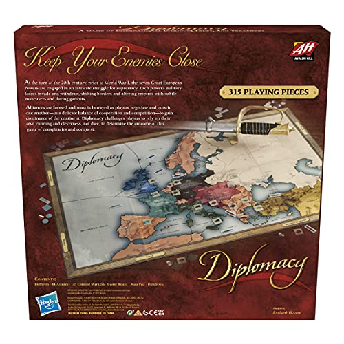 Avalon Hill Diplomacy Cooperative Strategy Juego de Mesa, 12 años en adelante, 2-7 Jugadores