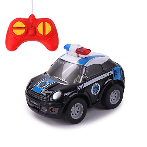 BABY CHALLENGE - Coche de policía por Radio controlada - Blanco o Negro - 090181 - Vehículo teledirigido - Frecuencia de 27 MHz - Pilas no Incluidas - A Partir de 3 años