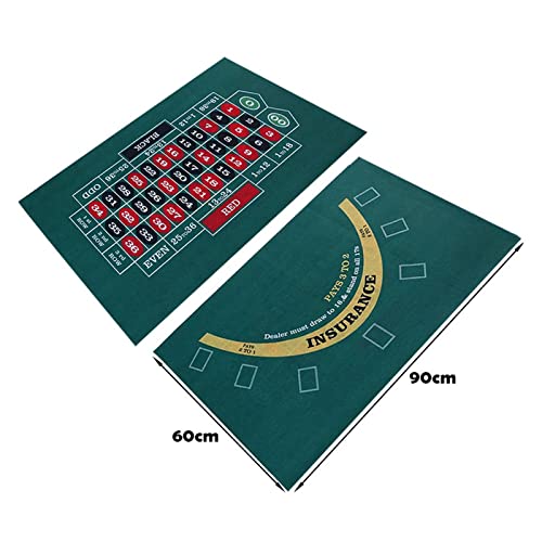 Bagalqio Alfombrilla de póquer de Doble Cara, Mesa de Dados y Fieltro de Casino para Blackjack, tapete Enrollable para Mesa de Ruleta de Casino para Mesa de café y Blackjack (23,62 x 35,43 Pulgadas)