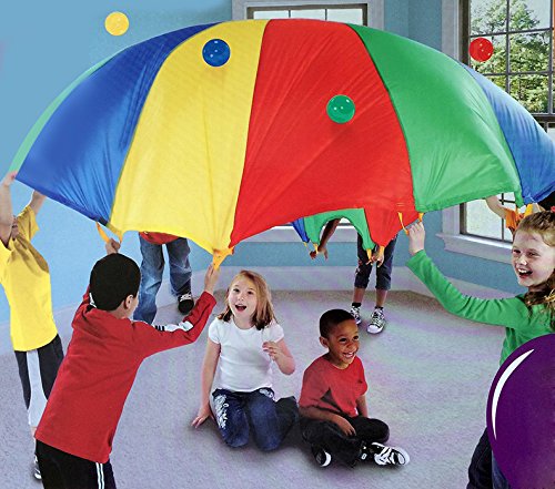 Ballery Paracaídas, 6FT Paracaídas de Color Arcoiris Juego con 8 Asas Popular Entretenimiento para Niños Actividades Deportivas Fiestas Ejercicios en Grupo Al Aire Libre (2m)