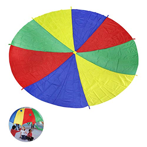 Ballery Paracaídas, 6FT Paracaídas de Color Arcoiris Juego con 8 Asas Popular Entretenimiento para Niños Actividades Deportivas Fiestas Ejercicios en Grupo Al Aire Libre (2m)