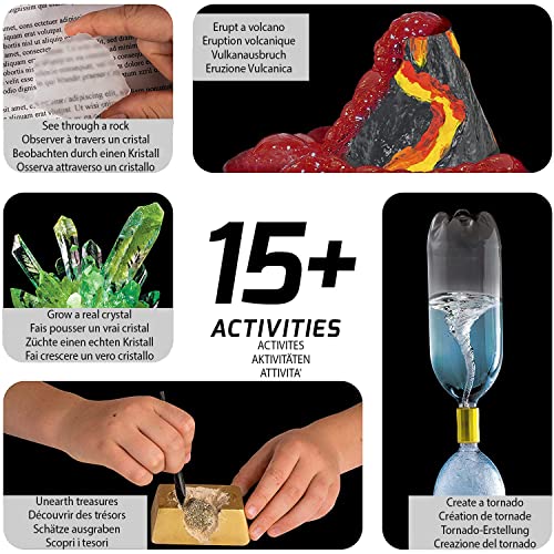 BANDAI National Geographic - Kit de Explorador de Ciencias de la Tierra - 5 experimentos científicos (Volcan, tornade…) y 8 mineales Incluidos - Juego científico y Educativo - Stem (JM80561M)