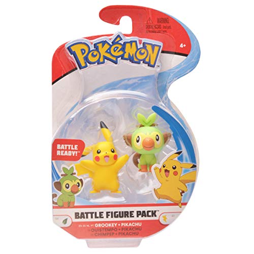 Bandai Pokémon-Pack de 2 Figuras de 3-5 cm, Pikachu & Ouistempo, WT97625