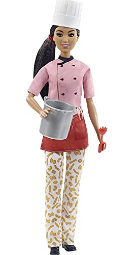 Barbie quiero ser Chef muñeca morena con accesorios para cocinar pasta para niñas + 3 años (Mattel GTW38)