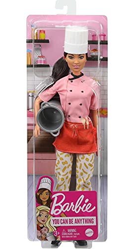 Barbie quiero ser Chef muñeca morena con accesorios para cocinar pasta para niñas + 3 años (Mattel GTW38)