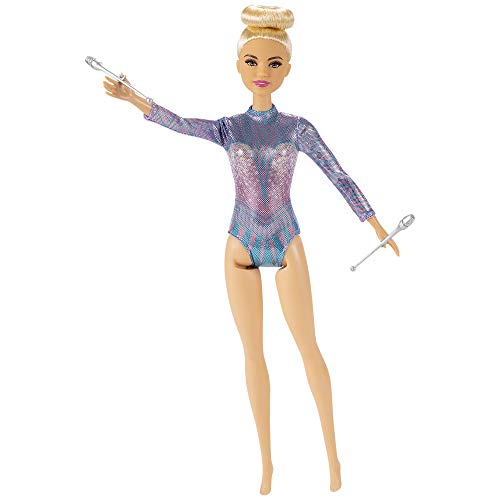 Barbie quiero ser gimnasta rítmica muñeca rubia y accesorios para niñas + 3 años (Mattel GTN65)