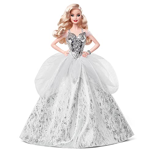 Barbie Signature Fiesta Muñeca de colección de juguete con ondas rubias y vestido de gala (Mattel GXL21)