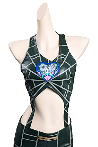 Bawbets JoJo's Bizarre Adventure Stone Ocean Jolyne Cujoh Cosplay Disfraz Jolyne Kujo Trajes Chaleco Pantalones, Negro, S