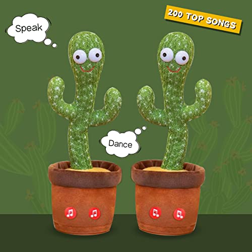 BEE&FLOWER Juguete de cactus bailando con cactus divertido para cantar cactus y repetir tus palabras para educación, juguetes de peluche cantando (Inglés, versión de batería)