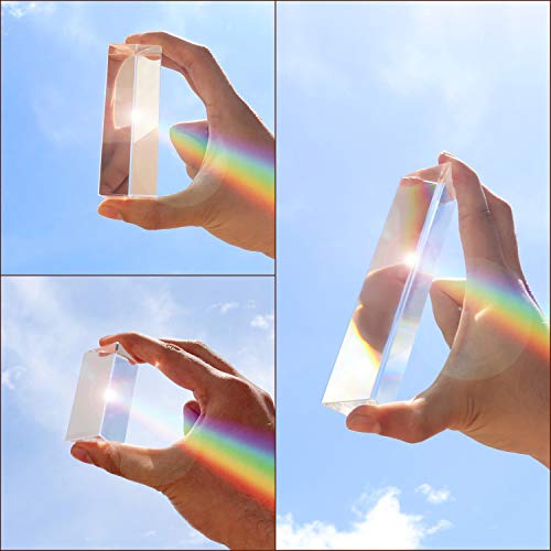 BELLE VOUS Prisma de Cristal K9 (Pack de 3) - Refractor Prisma Triangular Fotografía - Bolsa de Terciopelo, Paño de Microfibra, Caja de Regalo - Lente Transparente - Prisma para Fotos Efecto Arcoíris