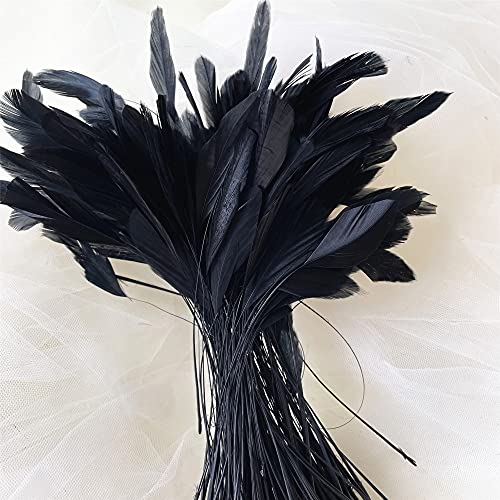 Bene Omnia Plumas de coque sueltas naturales para Millinery & Fascinators sombrero haciendo tocado disfraz de plumas de gallo teñidas 5-7 pulgadas (#01 negro, 50 unidades)