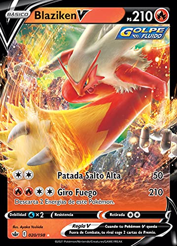 Blaziken V 020/198 - Ultra Raros - Espada Y Escudo 6 - Reinado Escalofriante - Tarjeta Individual Pokemon - español + 1 x Heartforcards ®️ Card Guard Soft Sleeve