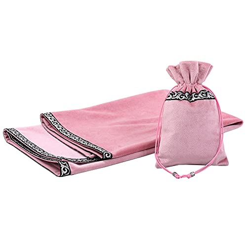 BLESSUME Altar Tarot - Mantel de terciopelo con funda para tarot, color rosa