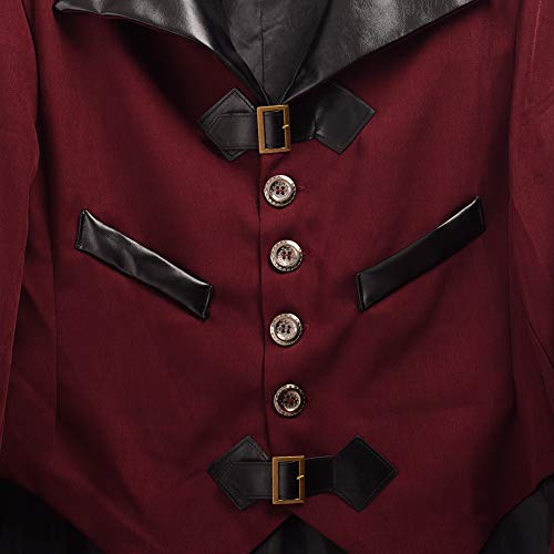 BLESSUME gótico Victoriano Tailcoat Steampunk VTG Escudo Chaqueta Víspera de Todos los Santos Cosplay Disfraz (M, Vino Rojo)