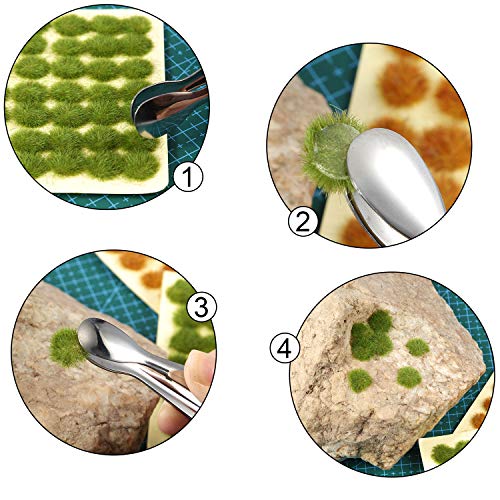 Blulu 98 Piezas Mechones de Hierba Estática Hierba Estática Autoadhesivo de 3 mm Hierba Artificial Ferroviaria Modelado Simulacro de Guerra Diorama Modelo Terreno