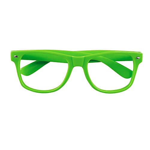 Boland 02642 Nerd, verde neón, para adultos, diversión, gafas de plástico, años 80, fiesta temática, carnaval, Halloween, color, talla única