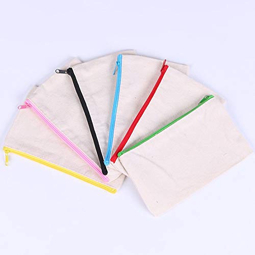 Bolsas Lona Cremallera,12 Piezas Bolsas Maquillaje Estuche LáPices DIY Bolsa Lona Cremallera Cremalleras de diferentes colores, fáciles de distinguir Lavables Reutilizables