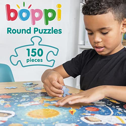 boppi puzle circular de 150 piezas del espacio hecho de cartón 100 % reciclado, sistema solar y astronautas, para niños de 3, 4, 5, 6, 7 y 8 años, 58 cm de diámetro