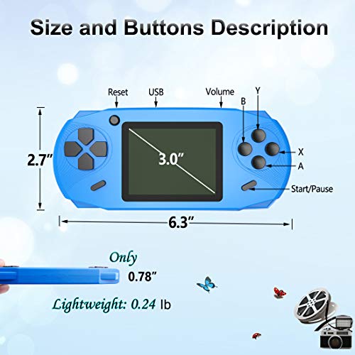 Bornkid Consola de Juegos de Mano de 16 bits para Niños y Adultos con 100 Juegos de Video Rompecabezas de Alta Definición Incorporados 3.0 '' Seniors de Pantalla Grandes Juegos de Mano Electrónicos