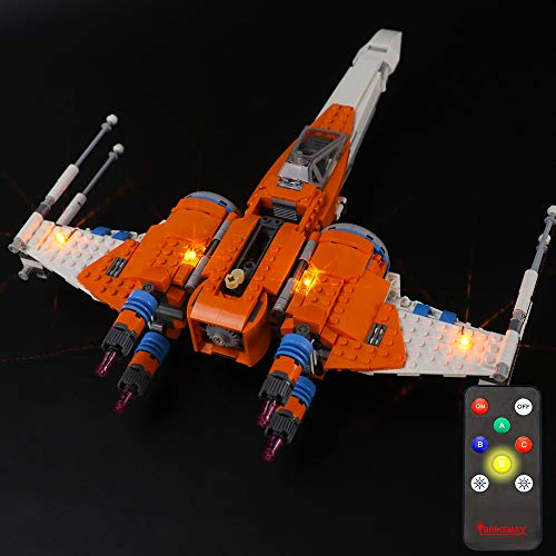 BRIKSMAX Kit de Iluminación Led para Caza ala-X de PoE Dameron,Compatible con Ladrillos de Construcción Lego Modelo 75273, Juego de Legos no Incluido (Versión de Control Remoto)