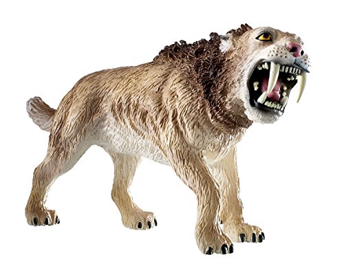 Bullyland 58375-Figura de Juego, Tigre de Dientes de Sable, Aprox. 10 cm de Altura, Figura Pintada a Mano, sin PVC, para Que los niños jueguen de Forma imaginativa, Color Colorido (Bullyworld 58375)