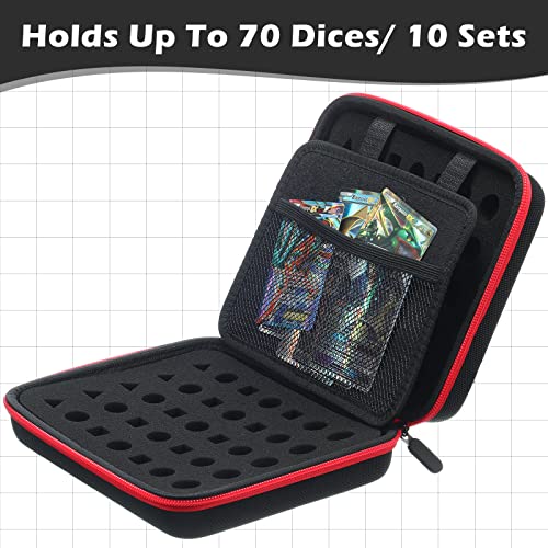 Caja de Dados Bandeja para Dados con Bandeja Ranurada Extraíble para Almacenaje de Dados Soporte de Dados de Juego Compatible con Juegos de Rol DND Juegos Mesa, Sostener hasta 70 Dados/ 10 Sets