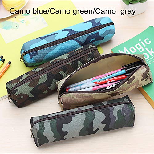 Camuflaje Zip Bolígrafos Estuche Almacenamiento Suministros escolares Bolsa Monedero Mini Bolsa de Moda Bolsa Titular de Papelería (Camo Gray)