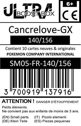 Cancrelove-GX 140/156 Full Art - #myboost X Soleil & Lune 5 Ultra-Prisme - Coffret de 10 Cartes Pokémon Françaises