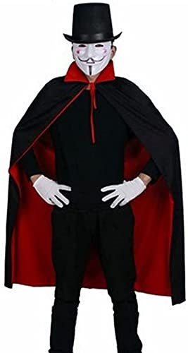Capa con capucha unisex para adultos, Capa de Vampiro de Halloween，capa de vampiro con vestido rojo reversible, capa mágica de demonio, negra y roja, para fiesta de Halloween, 90cm.