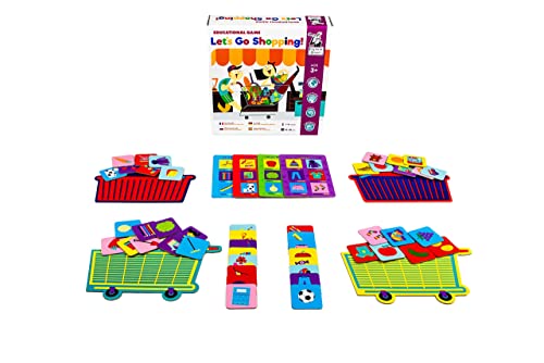 Captain Smart Juego educativo para niños, vamos a ir de compras! Tiendas, cesta, juego de mesa para niños y niñas de 3 años, 3 a 9 años, juguete de aprendizaje, regalo para niños de 3 a 9 años