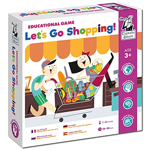 Captain Smart Juego educativo para niños, vamos a ir de compras! Tiendas, cesta, juego de mesa para niños y niñas de 3 años, 3 a 9 años, juguete de aprendizaje, regalo para niños de 3 a 9 años