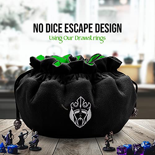 CardKingPro Immense - OCD Edition - Bolsas de Dados con 15 Bolsillos - Negro/Verde - Capacidad para más de 200 Dados - Genial para los coleccionistas de Dados - por CardKingPro [Diseño Patentado]