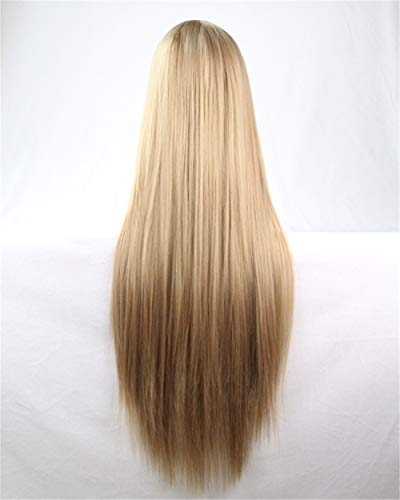 Chiguo 80cm/ 32'' Peluca de Las Mujeres Pelo Largo Recta De Las Mujeres Cabello Peluca Cabello para Adultos Cosplay Disfraz Fiesta de Halloween Peluca Pelucas para Adultos (Oro Oscuro)