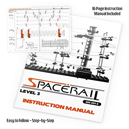 CKB LTD SpaceRail Level 3 Pista para canicas Perpetual Roller Coaster Montaña Rusa, Bola canicas de ferrocarril Gadget de carrera de montaña rusa de mármol Kit de construcción de pistas de mármol para bricolaje