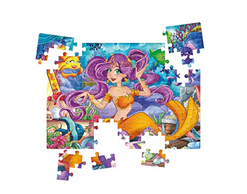 Clementoni - Puzzle infantil 104 piezas de La Sirenita, Puzzle infantil con Joyas para pegar de La Sirenita, a partir de 6 años ( 20178 )