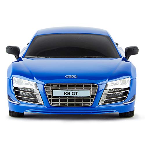 CMJ RC Cars Audi R8 GT R/C Coche Teledirigido con Control Remoto en Escala 1:18 Luces de Trabajo 2.4 GHz (Azul 1:18)