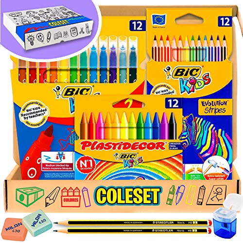 Coleset Pack Material Escolar Primaria Set Vuelta al Cole Kit Escolar Infantil Lote Materiales Escolares Kawaii Material Colegio Papeleria Bonito Utiles Escolares Barato Completo Sets Colores niños