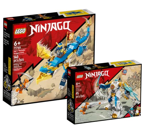 Collectix Lego Set Ninjago Jays Donnerdrache EVO 71760 + Zanes Power-Up Mech EVO 71761, para niños a partir de 6 años