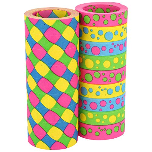 com-four® Rollos de serpentinas 4X XXL, Extra Largos como decoración de Fiesta para cumpleaños - Serpientes de Papel para la víspera de Año Nuevo - 15 m, 9 Rollos Extra Anchos 14 mm (4 Piezas - XXL)