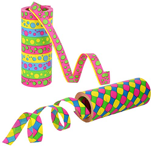 com-four® Rollos de serpentinas 4X XXL, Extra Largos como decoración de Fiesta para cumpleaños - Serpientes de Papel para la víspera de Año Nuevo - 15 m, 9 Rollos Extra Anchos 14 mm (4 Piezas - XXL)