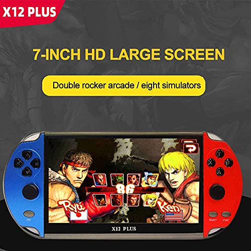 Consola de juegos de mano, X12 Plus 7 pulgadas HD pantalla consola de videojuegos retro, 1000 juegos integrados 16 GB de mano controlador de juego de doble palanca de mando