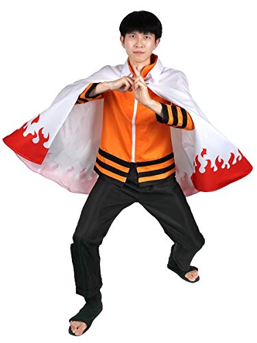 CoolChange Disfraz Cosplay de Naruto Uzumaki Nanadaime Hockage, Pantalones, Chaqueta & Capa, Talla: M