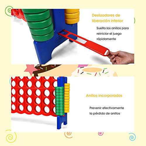 COSTWAY Juego de Match Juego de Aritmético y Educación con 42 Anillos Gigantes y Controles Deslizantes para Niños y Adultos (Azul y Rojo)